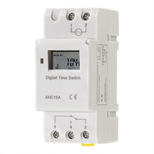 Ahc15A Digital Timer, DIN-skinne montert 7 dagers programmerbar digital industriell timerrelé - WELLNGS