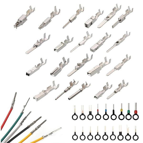 340 stk. 1/1,5/1,8/2,2/2,8/3,5 mm terminalbenssæt til ledningsnet, han- og hunstik, til biler - WELLNGS 0 0