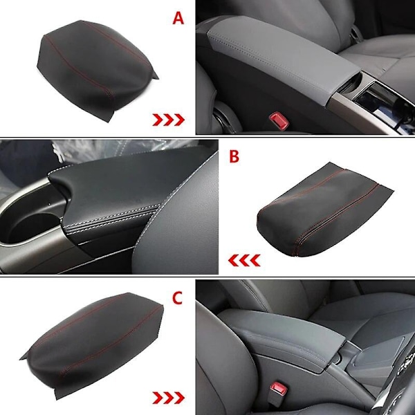 för Toyota Prius 2004 2005 2006 2007 2008 2009 2010 2011 2012 2013 2014 2015 Center Console Lid Armrest Box Cover Protect Trim-WELLNGS B Black-white line