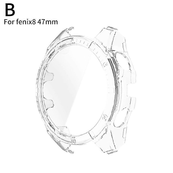 PC Beskyttelsesetui + Hærdet Glas til Garmin Fenix 8 51mm 47mm-WELLNGS Transparent 47mm