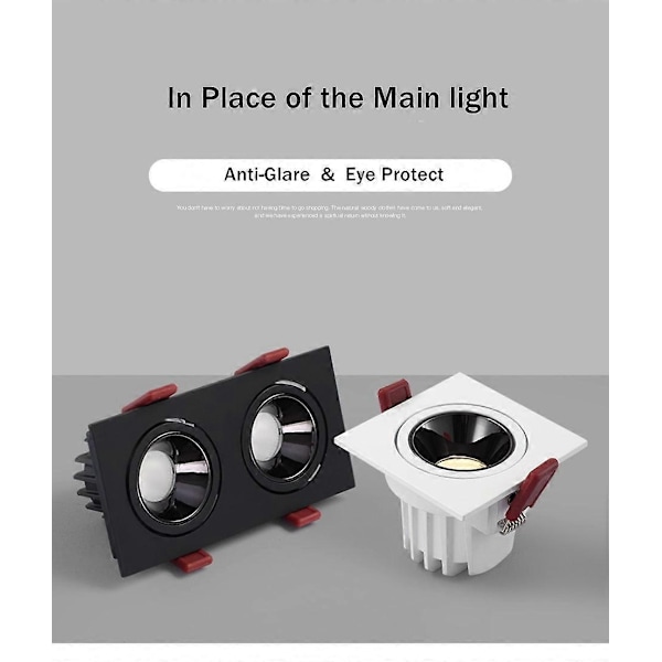 Moderne simpel anti-blænding COB spotlight enkelt/dobbelt LED down light 24W 7W LED spotlight indendørs belysningsarmaturer-WELLNGS 2X12W Wihte Dimmable 4000K