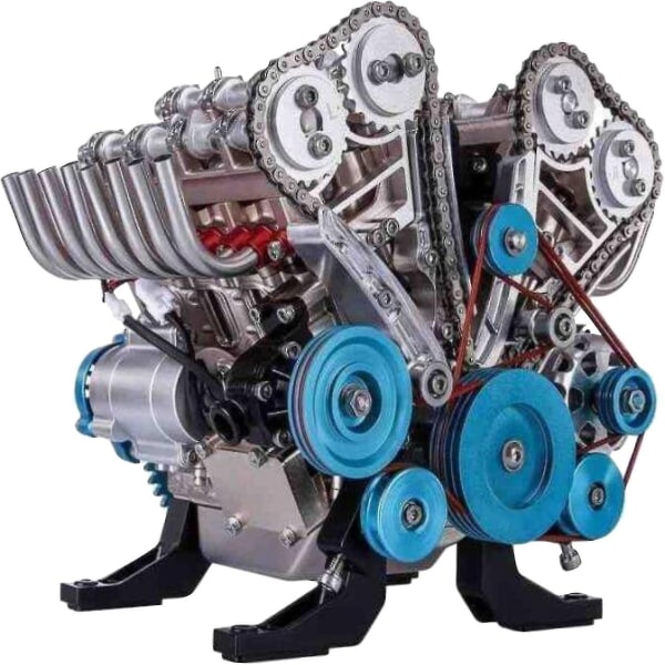 Motormodell Desktop-motor 8-sylindret inline bilmotormodellbyggesett Voksen Minimotormodellleketøy for kontor, hjemme, Ktv-WELLNGS