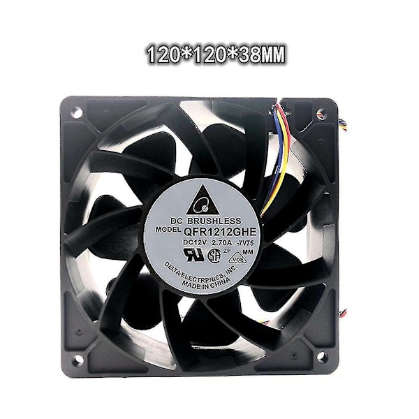 Qfr1212ghe 6000rpm 120x120x38mm 4-tråds 12v 2.7a för S15 S9 L3 + T9 + D5 Z9mini S11 M3 E9 + E10 A8 +-WELLNGS