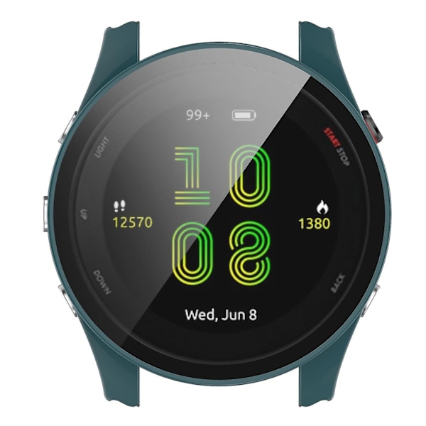 Kompatibel med Garmin Forerunner 255 Anti-ripe Anti-fall Hard PC Klokkeveske Beskyttelsesdeksel med Herdet Glass Skjerm -WELLNGS Blackish Green