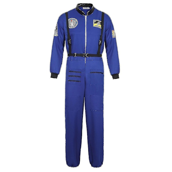 Astronaut Kostume Rumdragt Voksen Rollespil Kostume Lynlås Halloween Kostume Par Flyve Jumpsuit Stor Størrelse Uniform - WELLNGS Blue for Men S