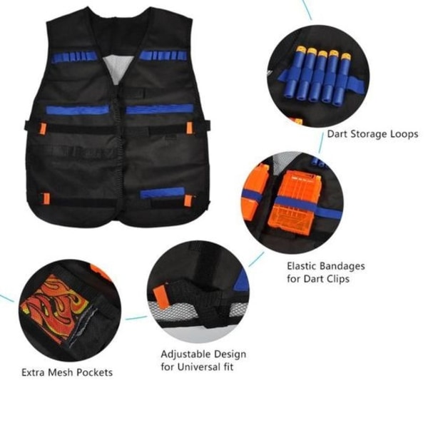 Nerf N-Strike1 Tactical Kit Tactical Vest + 20 kuler + 6 magasiner + håndleddsstropp + briller + maske-WELLNGS