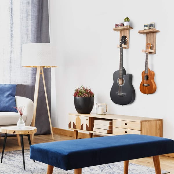 Gitarr väggfäste, gitarr väggfäste, gitarrhängare med plektrumställ, trägitarrställ lämpligt för akustisk gitarr-WELLNGS