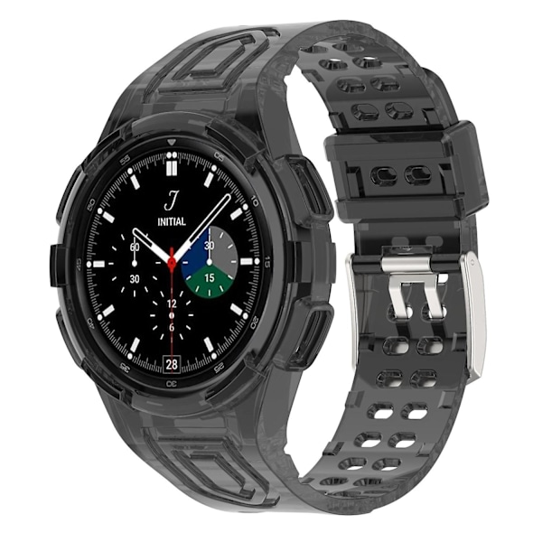 Til Samsung Galaxy Watch4 Classic 46mm Rem Justerbar Rem med Integreret Etui Sort-WELLNGS Transparent Style K Samsung Galaxy Watch4