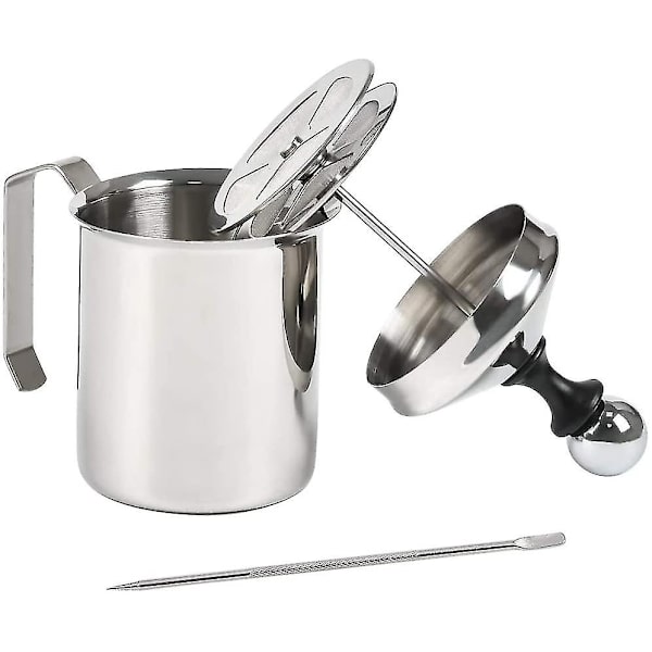 304 rustfritt stål dobbelt nett manuell melkeskummer 400ml +-WELLNGS