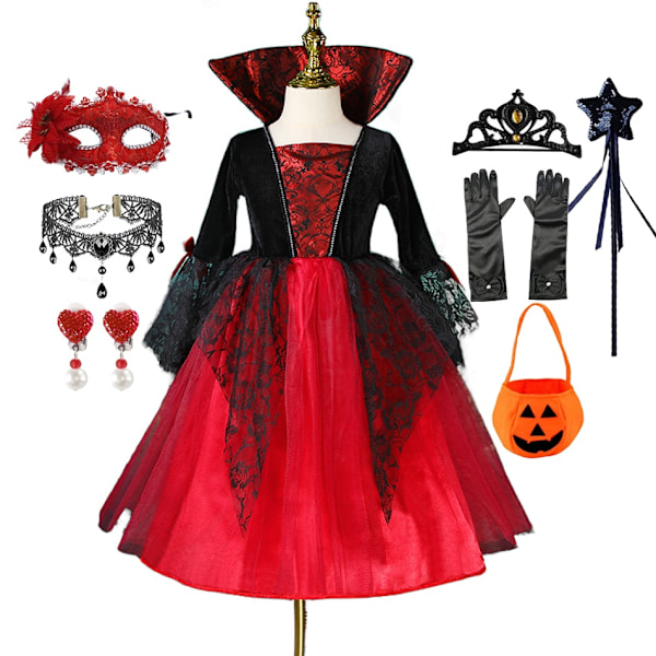 Halloween-kostyme for jenter - Spøkelsesbrud med lang skjørt i tyll - Zombie-spøkelse - Cosplay-kostyme - Purim-karnevalfestkjole - G-WELLNGS Set G 2-3T