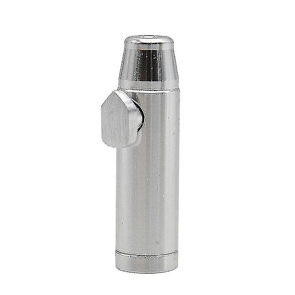 Metall Flat Bullet Rocket Sniffer Snorter Sniffer Dispenser - WELLNGS Silver