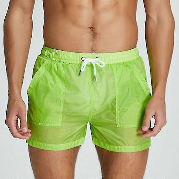 Menners gjennomsiktige badebukser | Menners gjennomsiktige shorts | Menners gjennomsiktige truser - WELLNGS Green XL