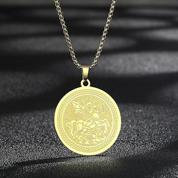 Pyhän Yrjänän riipuskaulakoru miehille ja naisille, soturi Pyhä Yrjänä ja lohikäärme Totem-riipus, kaulakoru, amuletti, koru - WELLNGS Saint Christopher-G