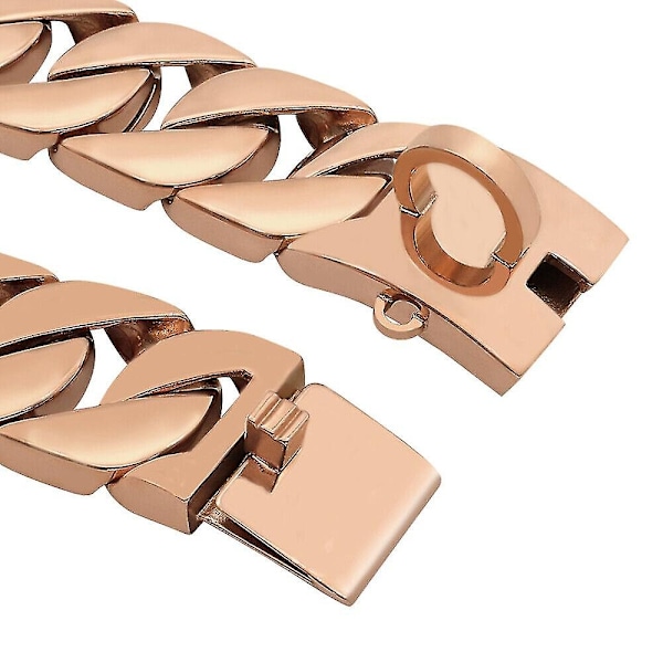 Luksus ruostumattomasta teräksestä valmistettu koiran ketjukaulapanta kuubalainen lenkki raskas - WELLNGS Rose Gold 3.0cm*60cm