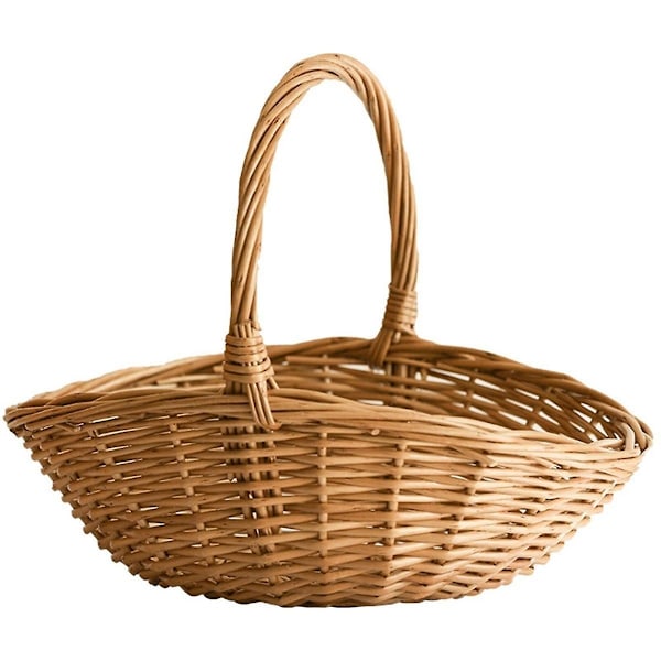 Korgflätat korg med handtag, korgflätat shoppingkorg, presentkorg, picknickkorgar, köksförvaringskorg - Stor - WELLNGS 0 0