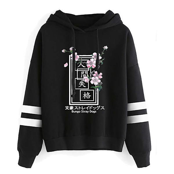 Anime-huppari Bungo Stray Dogs -paidat miehille ja naisille, pariskunnalle, ylisuuri huppari, hip hop -huppari, Harajuku-katumuoti - WELLNGS black 5 4XL