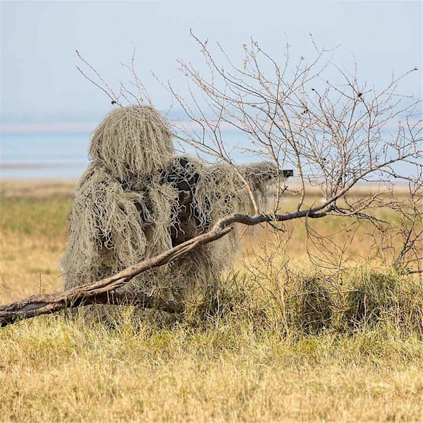 5 i 1 Ghillie-dragt, 3D Camouflage Jagttøj Inklusive Jakke, Bukser, Hætte, Bærepose-WELLNGS YEL