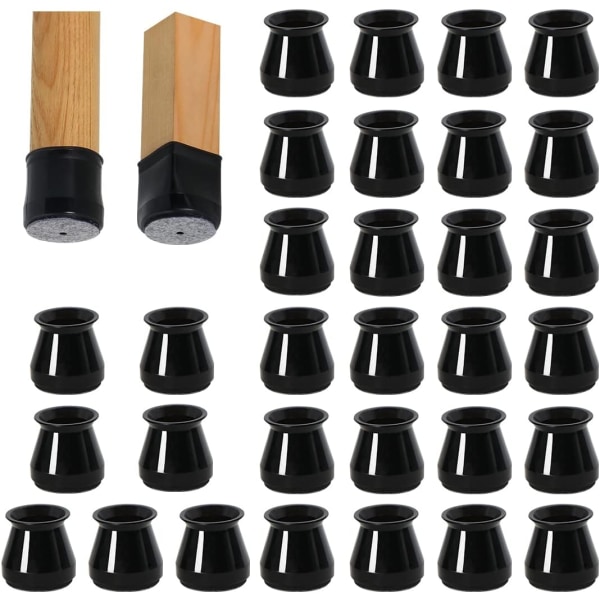 32 delar svart cover Liten stolglider, klar cover med filtglider, för trägolv och T-WELLNGS