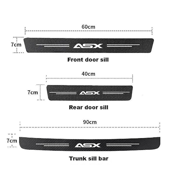 Auton osien auton oven kynnys suojalista Mitsubishi ASX 2010-2023 Hiilikuitu tarrat Auton tavaratila Takapuskurin tarrat -WELLNGS 4Pcs For ASx
