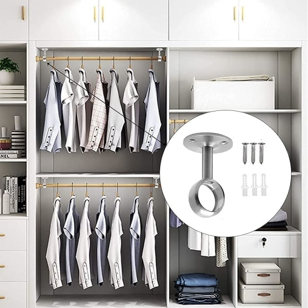 Galaxy 4stk takmontert gardinstangbrakett, rustfritt stål garderobe stang garderobe stang holder（25mm）-WELLNGS