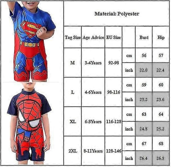3-11 År Barn Superman Baddräkt Hel Baddräkt - WELLNGS Captain America - A 4-6 Years