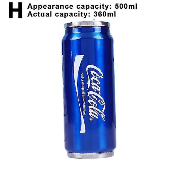 350ml/500ml Coca Cola-krus, varm og kald isolasjon, 304 rustfritt stål termos, Coke Giant vannflaske, tilpasset bil Tra-WELLNGS Actual Capacity 360Ml Blue