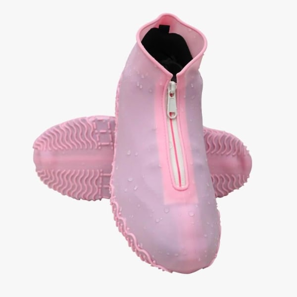 Vattentäta skoöverdrag med dragkedja - Large - Storlek 39-42 - Pink-WELLNGS