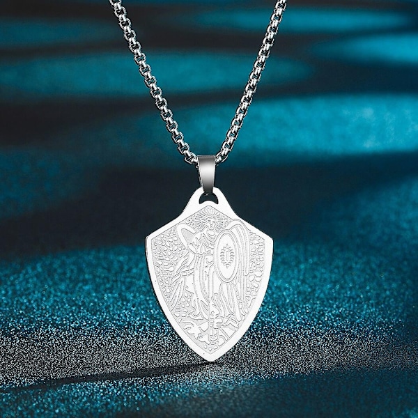 Pyhän Yrjänän riipuskaulakoru miehille ja naisille, soturi Pyhä Yrjänä ja lohikäärme Totem-riipus, kaulakoru, amuletti, koru - WELLNGS Saint Michael-S8