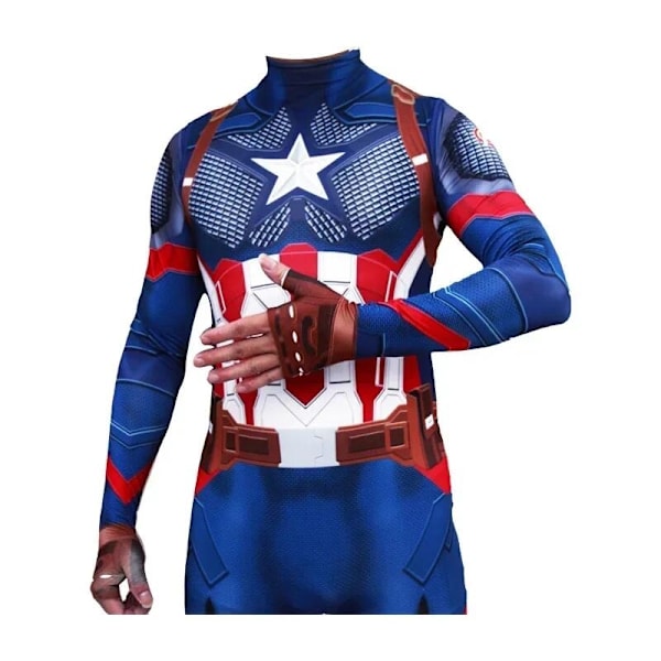 Captain America Cosplay-asu Jumpsuit Super Sankari Juhla Halloween Captain Bodysuit Zentai Asuste Aikuisten Pojat Aasian Koko Aikuinen 170 Koko - WELLNGS Adult 170 size A