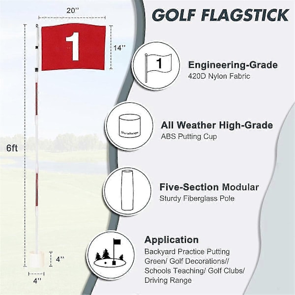 Golf Flaggstang Golf Flagg Putting Flagg for Bakgårdspraksis Green - WELLNGS