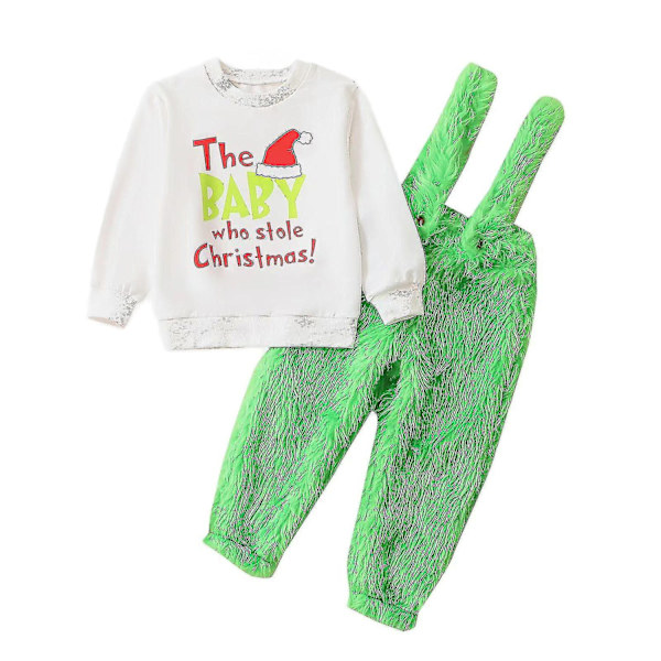 Vauva, joka varasti joulun asun vauvanpojat Tytöt Xmas Vihreä Karvainen Monster Puku Vaatteet Set-WELLNGS Style 7 6-9 Months