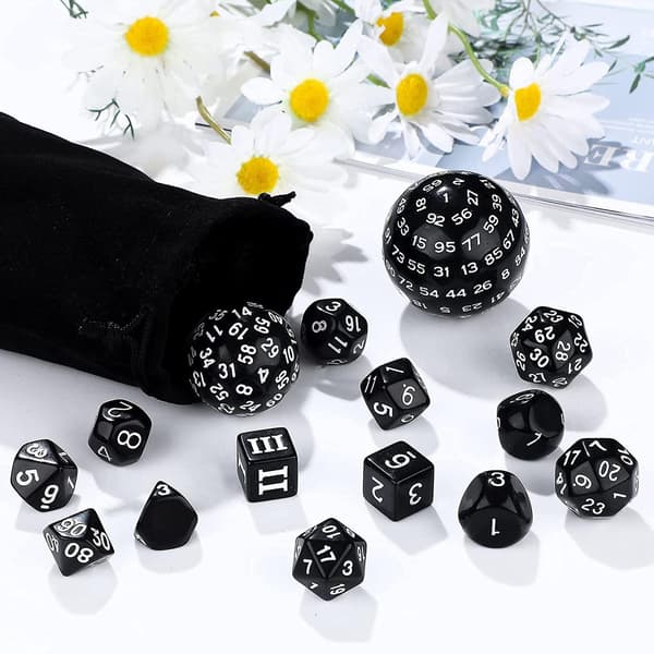 15 Dele Komplet Polyhedral DND Terningesæt D3-D100 Sfærisk RPG Terningesæt, 100 Sidede Terningesæt til Rol-WELLNGS