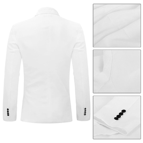 Allthemen Herr Solid Färg Slim Fit Business Casual Blazer-WELLNGS White L