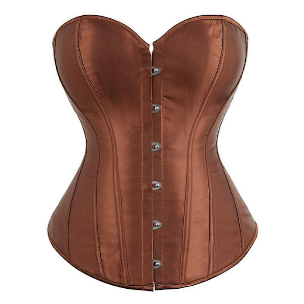 Mimigo Naisten Bustier-Korsetti Yläosa Seksikäs Alusvaatesetti Musta Satiini Vyötärön Kiristäjä -WELLNGS COFFEE 5XL