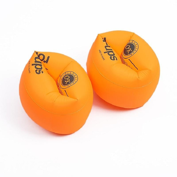 Simrings med Pump Uppblåsbara Armflytbojar Säkerhetssimningsvingar Vattenarmband för att lära sig simma Vattensporter Tillbehör-WELLNGS Orange
