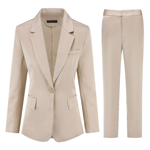 Yunclos Dam 2-delad professionell affärsslim kostym set-WELLNGS Apricot XL