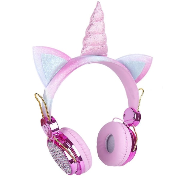 Trådlösa barnhörlurar Unicorn-hörlurar med justerbart pannband (roséguld) (FMY)-WELLNGS