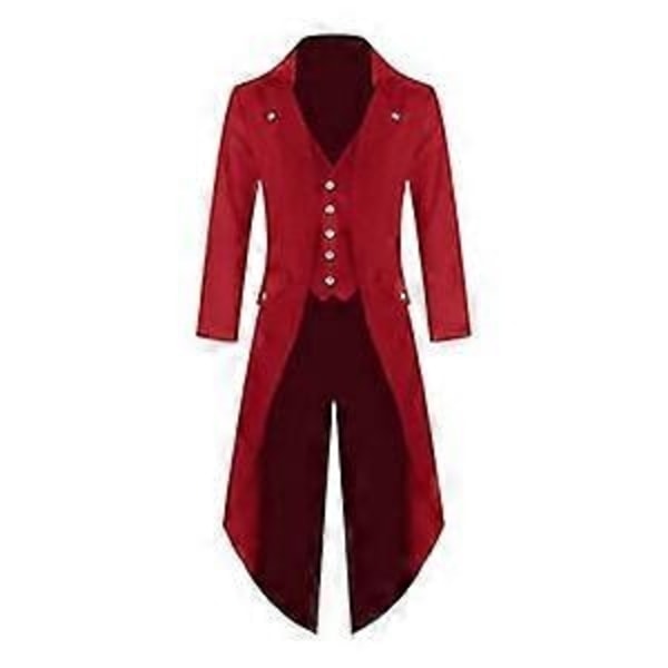 Miesten Vintage Takki Viktoriaaninen Steampunk Smokki Pukupuku - WELLNGS Red XL