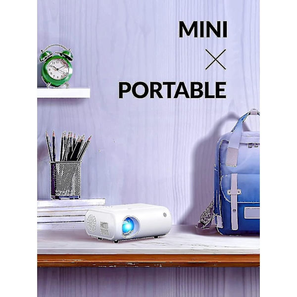 Mini-projektor, Clokowe 2022 Opgraderet bærbar projektor med 7000 Lux og Full HD 1080p, kompatibel med filmprjektor