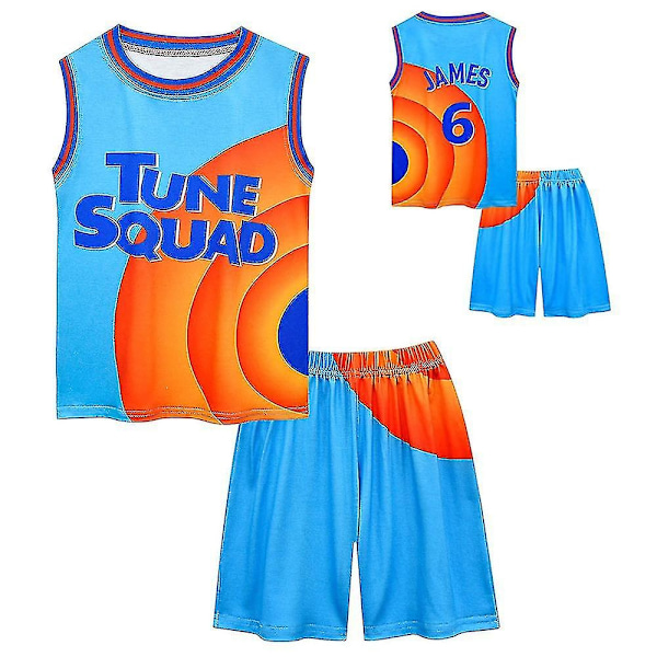 6-14 år Barn Space Jam Jersey Outfits Basketboll Träningsoverall-WELLNGS 11-12 Years