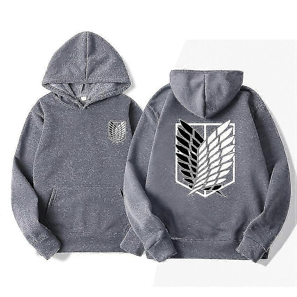 Attack on Titan Miesten Huppari Anime Huppari Miesten Streetwear Pusero Harajuku Huppari Paita - WELLNGS dark gray XL