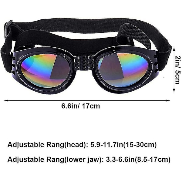 Hundglasögon Justerbar Rem Glasögon för Resor Skidåkning Vattentät UV-skydd för Hundar (Svart) Hud