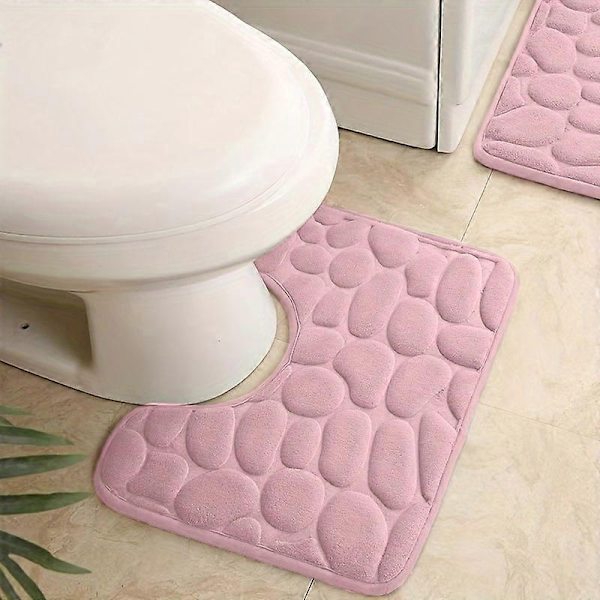 Lyxig och plyschig minnesskum badrumsmatta - halkfri, snabbtorkande, tvättbar badrumsmatta för bekväm heminredning-WELLNGS Pink 40cm*50cm(15.7in*19.6in