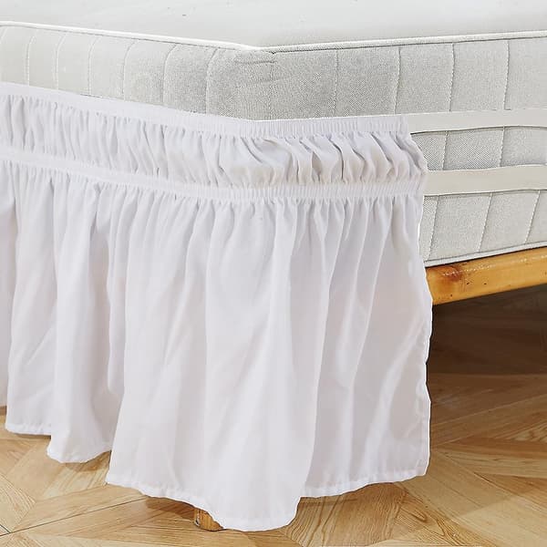 Elastisk Polyester Sengeskjørt Volang Enkel Passform Spre Overkast Kappe (Queen)-WELLNGS