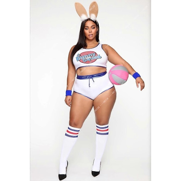 Space Lola Bunny Kanin Cosplay Kostume Kanin Bunny Jam Kostumer Kvinder Piger Halloween Fest Tøj Toppe Shorts Outfit Sæt-WELLNGS Suit XL
