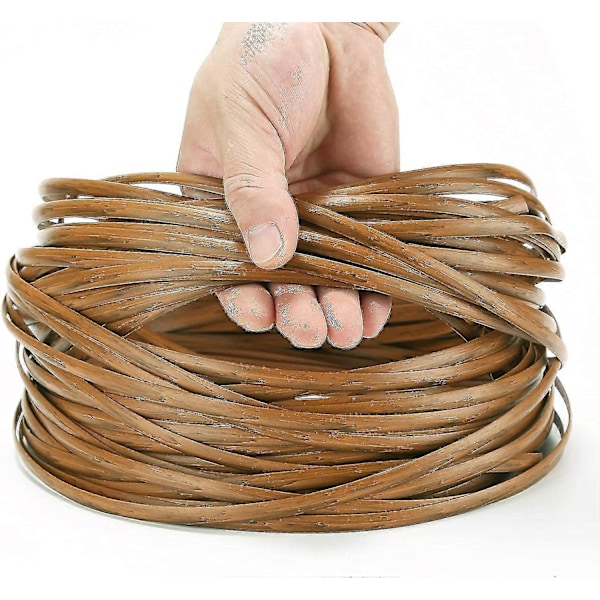 Reparationskit för rotting 37m 120ft Rottingreparationsmaterial Tvåtonad Gradient Mörkbrun med Ljusbruna Ränder Plastrottingmaterial-WELLNGS Wood Grain