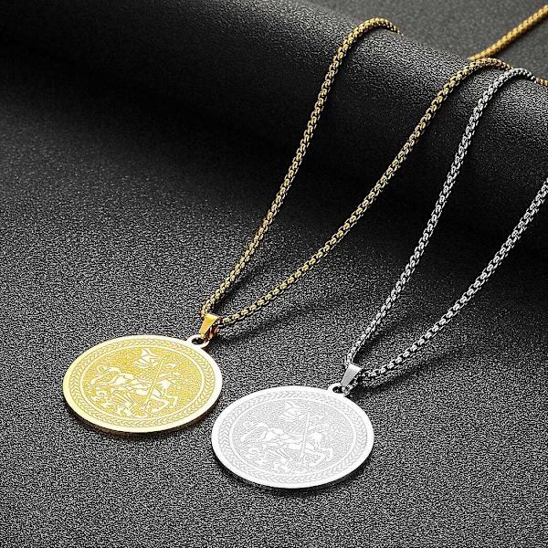 Pyhän Yrjänän riipuskaulakoru miehille ja naisille, soturi Pyhä Yrjänä ja lohikäärme Totem-riipus, kaulakoru, amuletti, koru - WELLNGS Athena-G