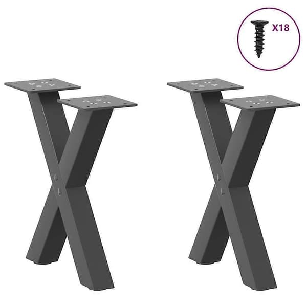 Sofa bordsben X-form 2 stk antracit 37x(30-31) cm stål-WELLNGS