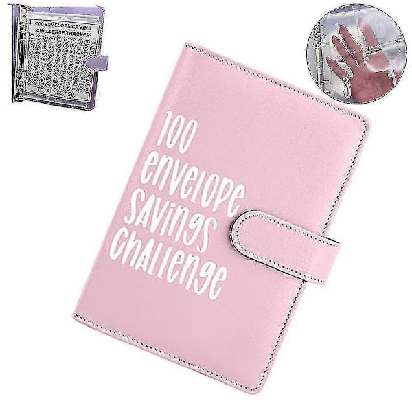 100 Kuoren Haastekansio, Rahakansio Kuorilla, Säästöhaastekansio, Rahaa Säästävät Kuori - WELLNGS Pink