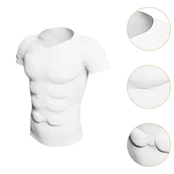 Mænds Faux Muscle Suit Skjorte, Behagelig Pasform Indendørs Udendørs Bryllup Maskerade S-WELLNGS M
